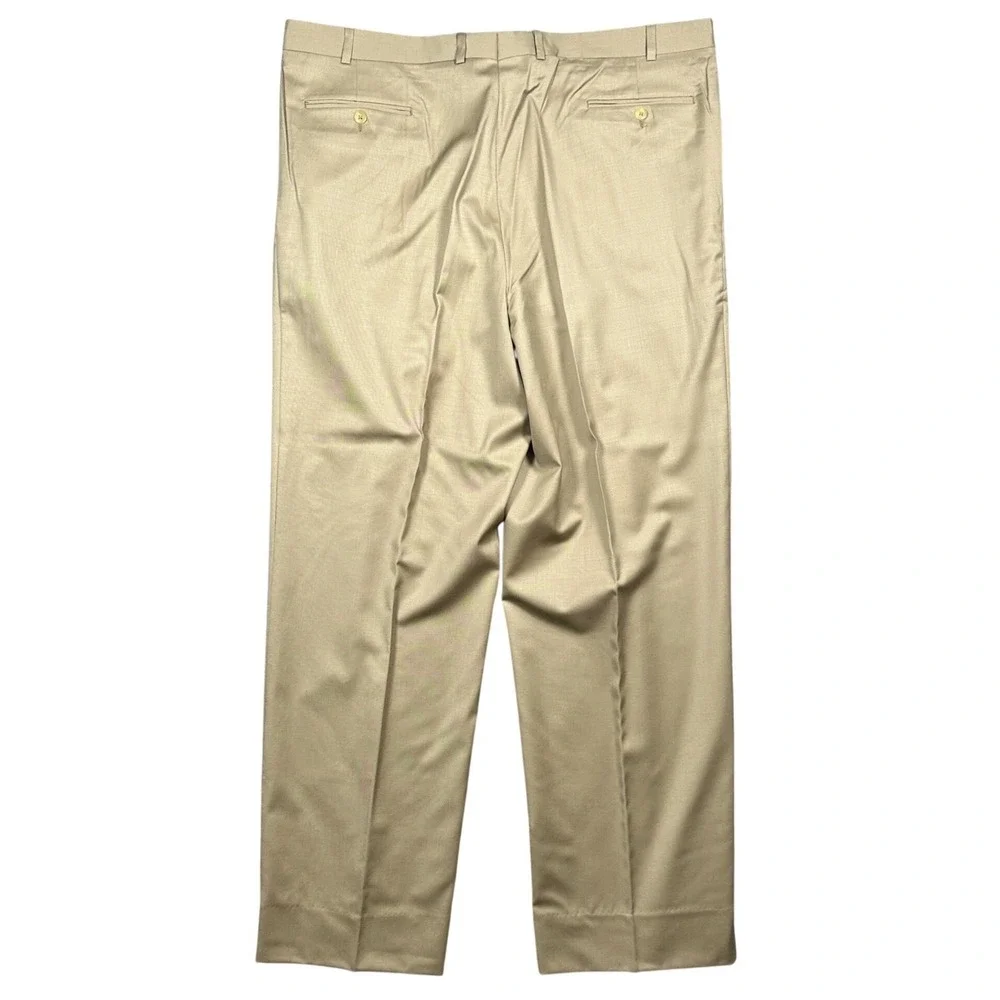 Carlo‎ Mandrone Dress Pants Mens 44L Tan Pleated Made in Canada Trousers